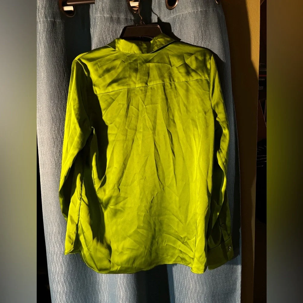A New Day Bright Green Long Sleeve Button Down Shirt - Picture 6 of 9